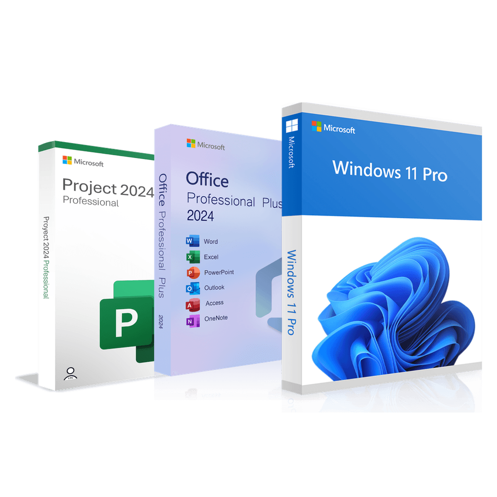 Microsoft Windows 11 Pro + Office 2024 Professional Plus + Project 2024 Professional | Black Friday | 3 Programme zum Preis von 1
